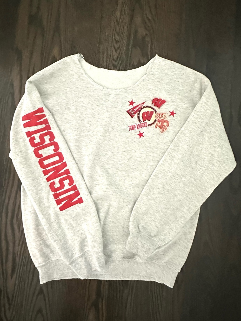 University of Wisconsin Custom Patchwork Crewneck Sweatshirt Size Large